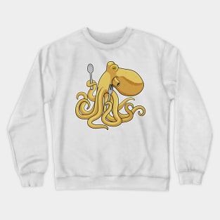 Octopus Eating Spoon Fork Crewneck Sweatshirt